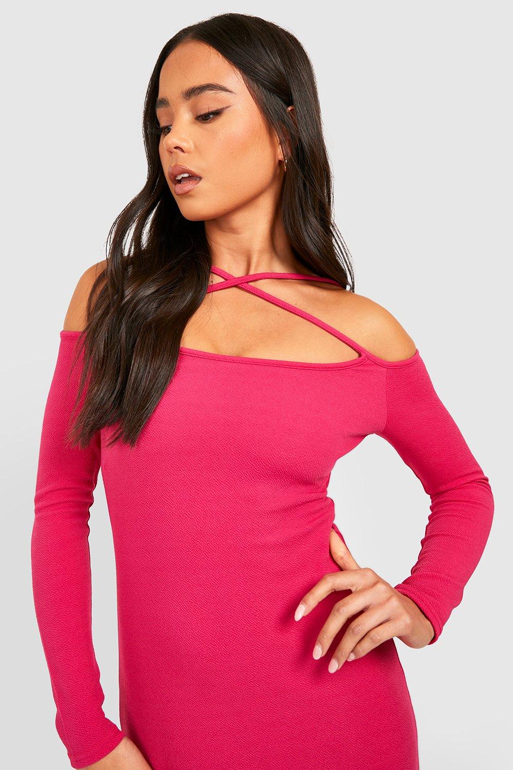 Petite Cold Shoulder Long Sleeve Maxi Dress boohoo CA
